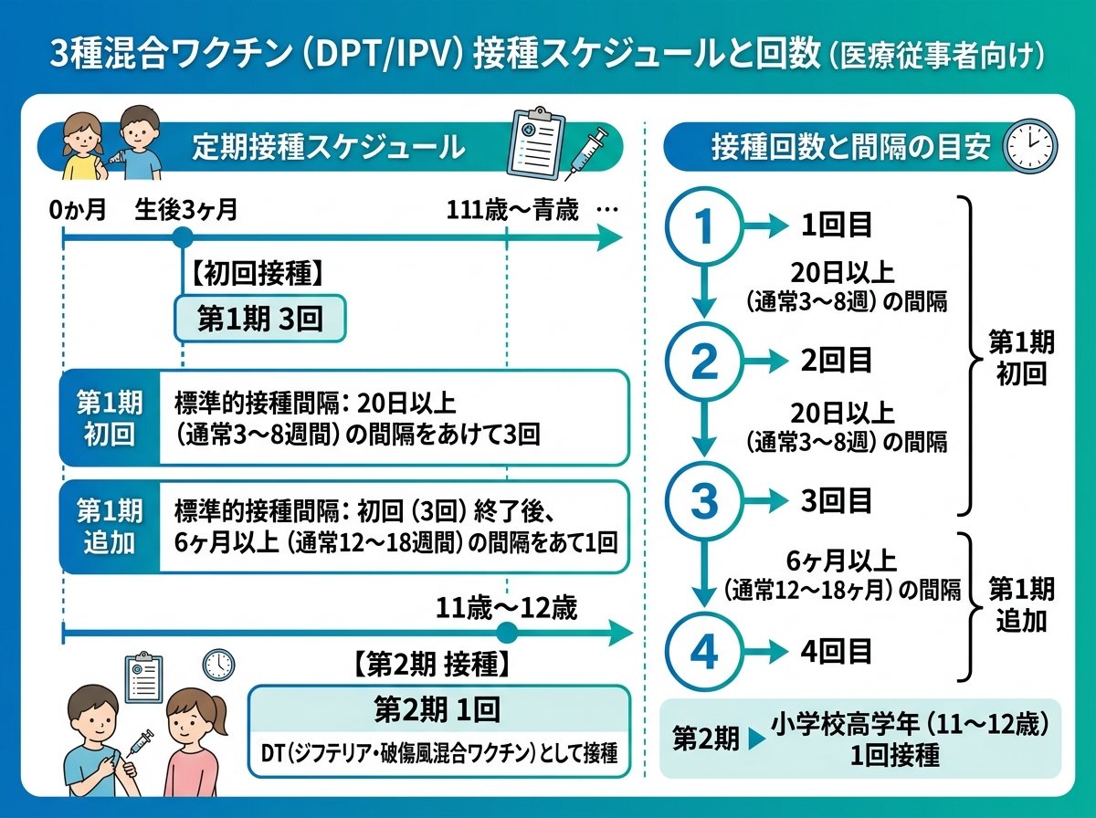 3種混合ワクチンの接種スケジュールと回数