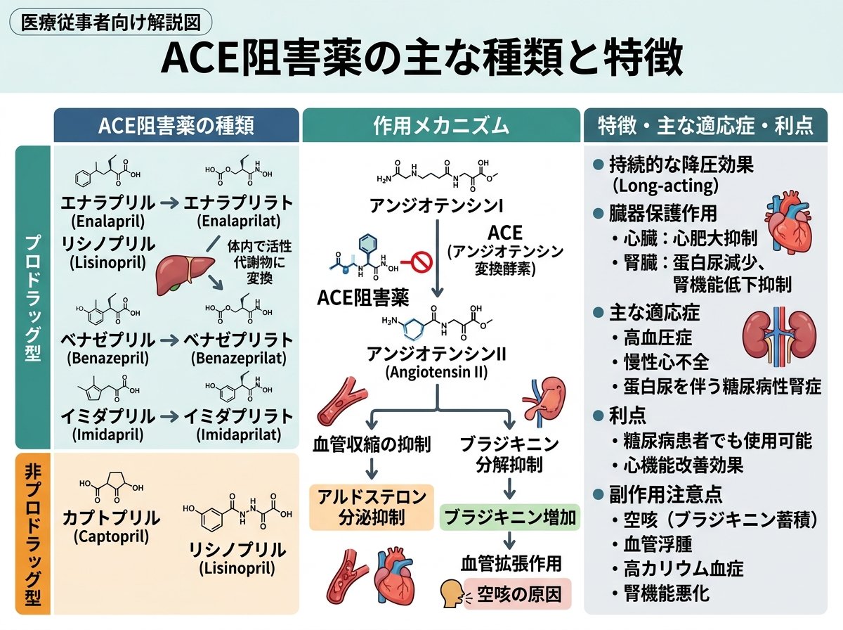 ACE阻害薬の主な種類と特徴