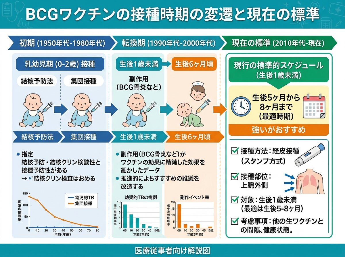 BCGワクチンの接種時期の変遷と現在の標準