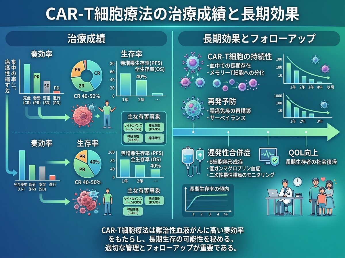 CAR-T細胞療法の治療成績と長期効果