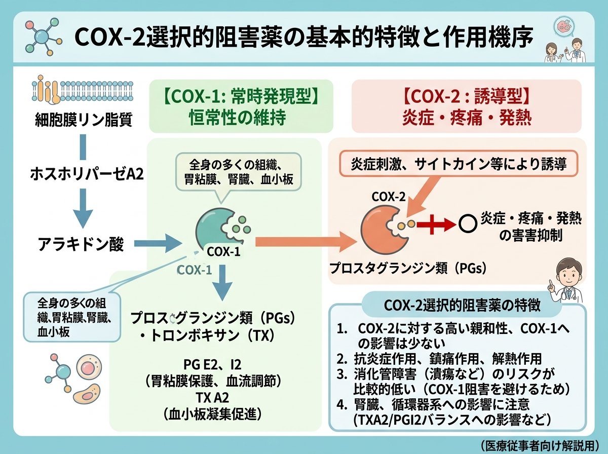 COX-2選択的阻害薬の基本的特徴と作用機序