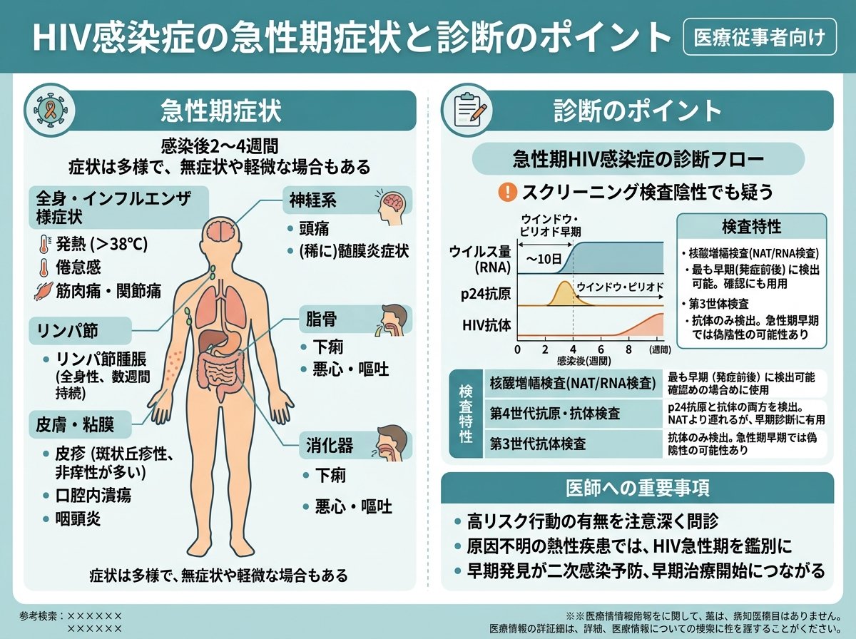 HIV感染症の急性期症状と診断のポイント