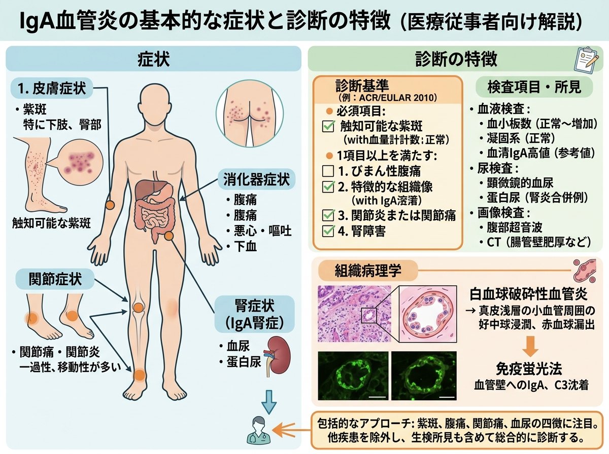 IgA血管炎の基本的な症状と診断の特徴
