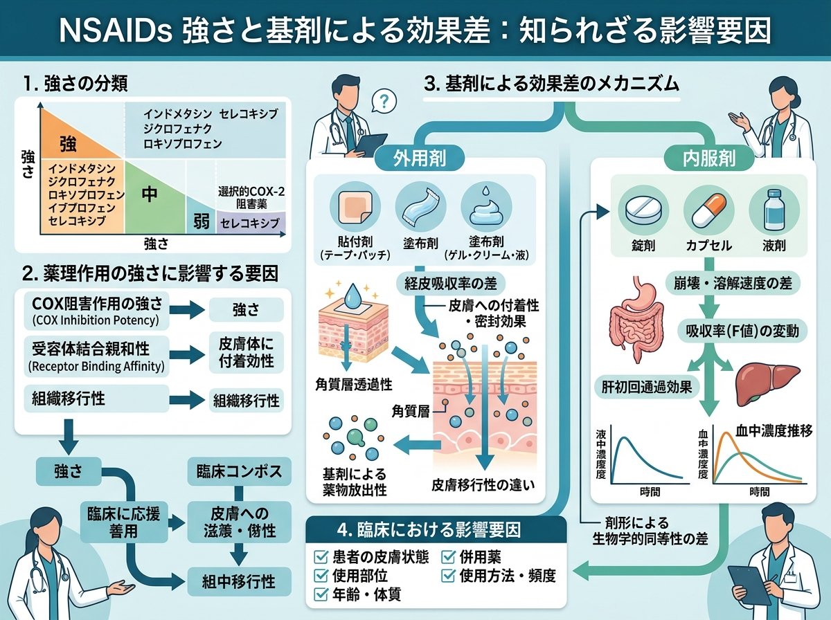 NSAIDs 強さと基剤による効果差:知られざる影響要因