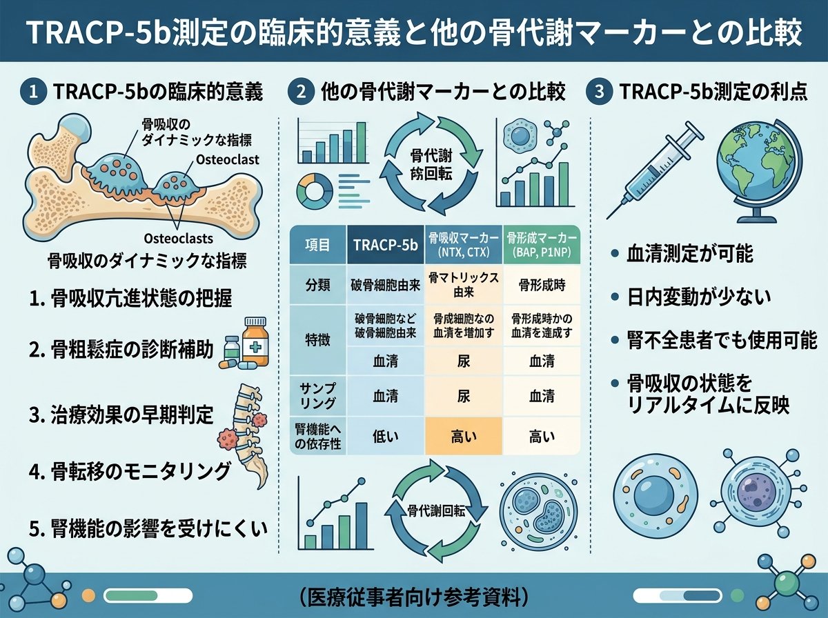TRACP-5b測定の臨床的意義と他の骨代謝マーカーとの比較