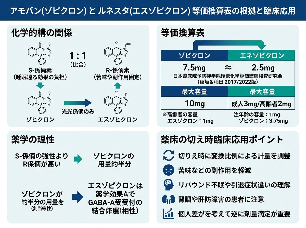 アモバン ルネスタ 等価換算表の根拠と臨床応用