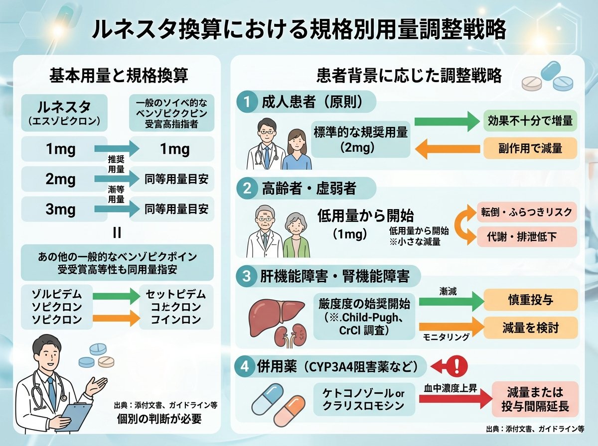 ルネスタ換算における規格別用量調整戦略