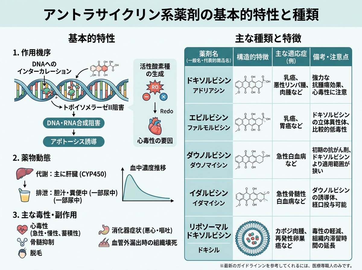 アントラサイクリン系薬剤の基本的特性と種類