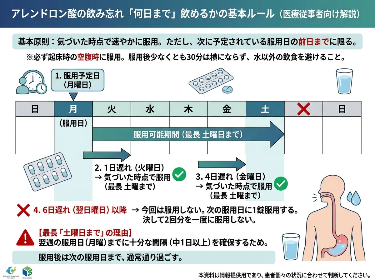 アレンドロン酸の飲み忘れ「何日まで」飲めるかの基本ルール