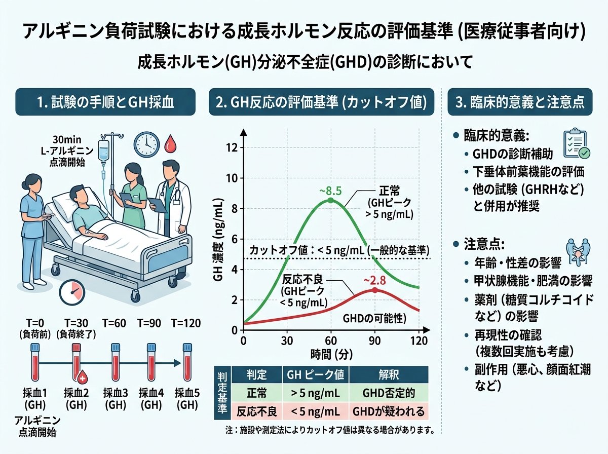 アルギニン負荷試験における成長ホルモン反応の評価基準