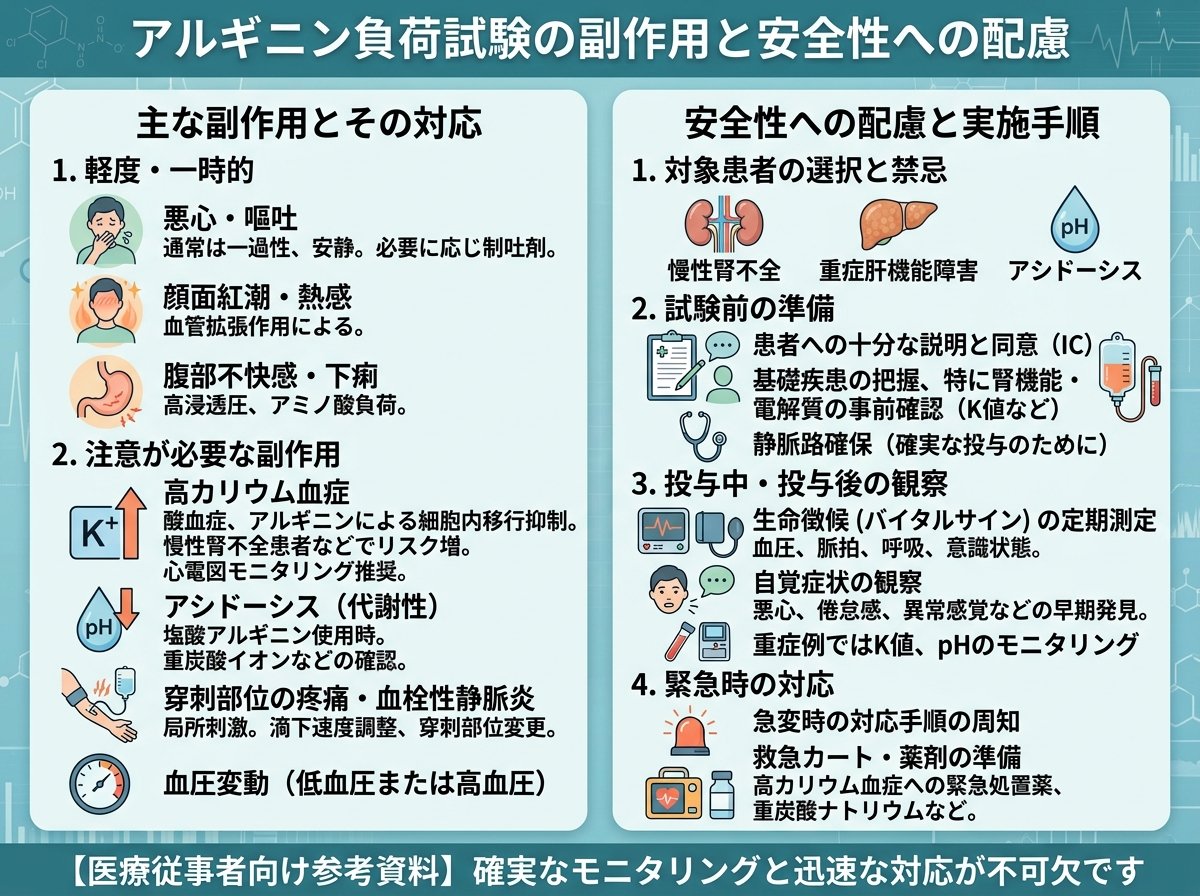 アルギニン負荷試験の副作用と安全性への配慮