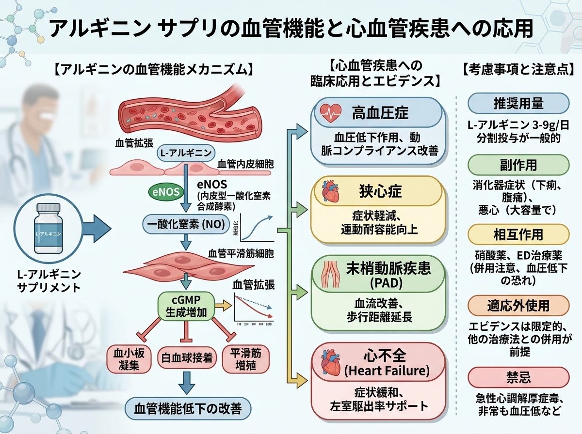 アルギニン サプリの血管機能と心血管疾患への応用