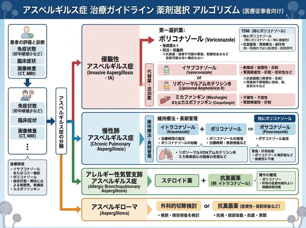 アスペルギルス症治療ガイドライン薬剤選択
