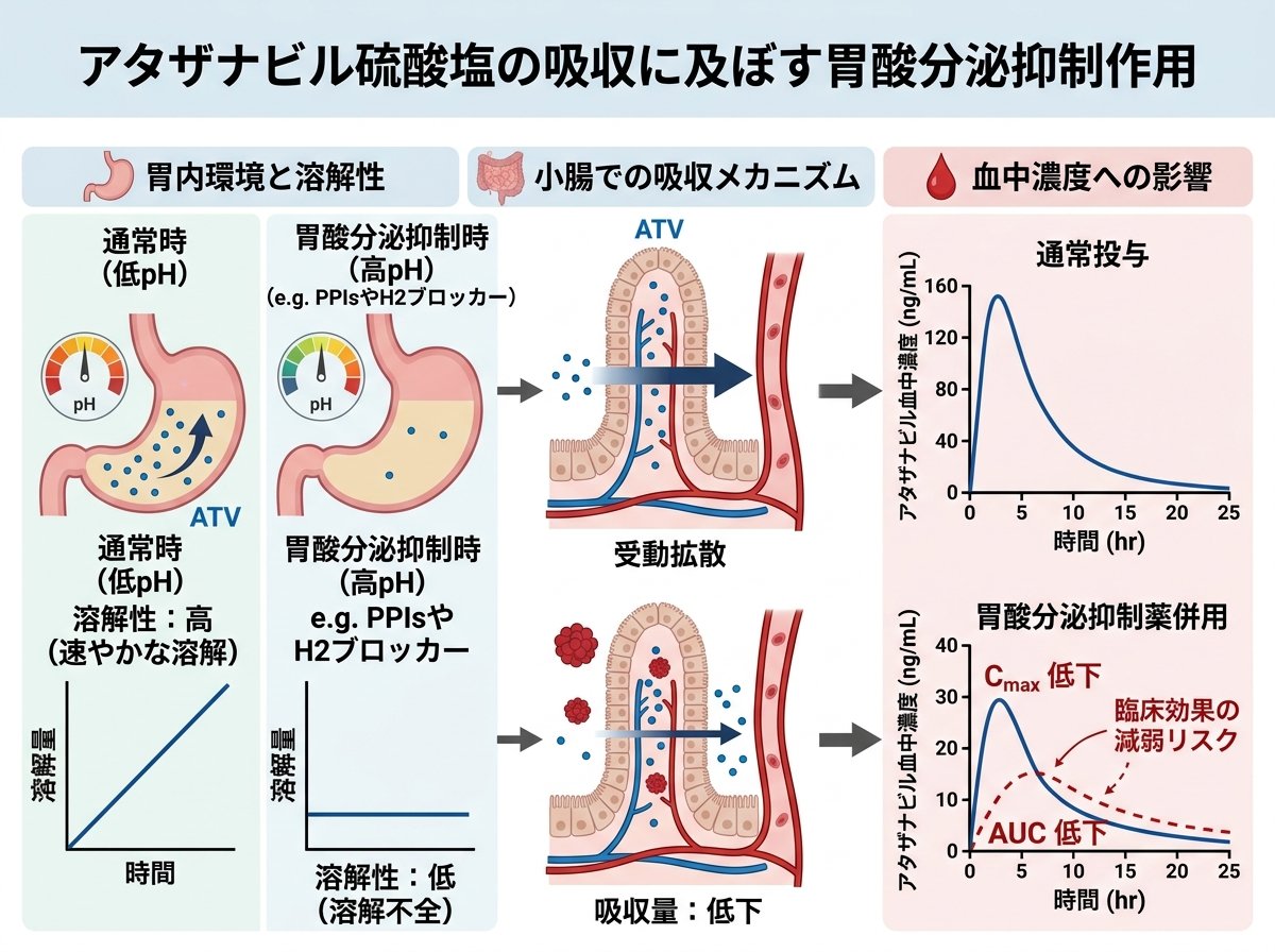 アタザナビル硫酸塩の吸収に及ぼす胃酸分泌抑制作用