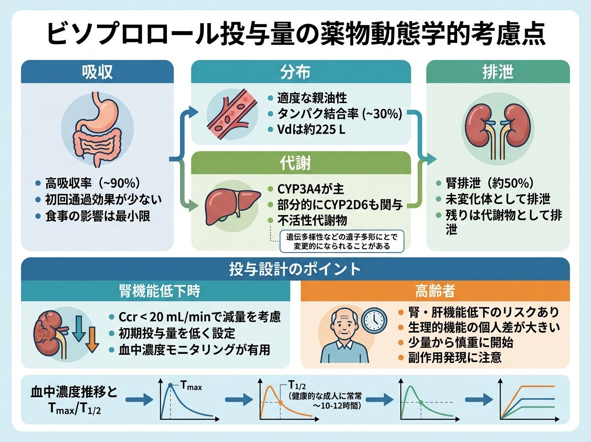 ビソプロロール投与量の薬物動態学的考慮点