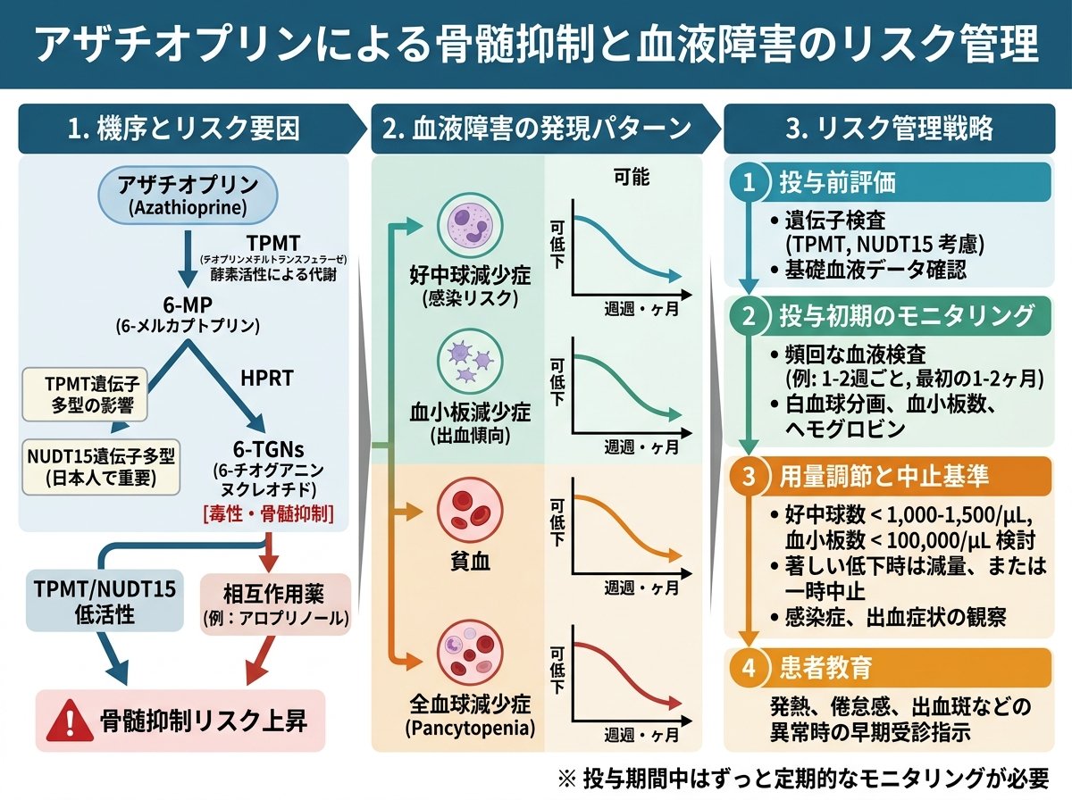 アザチオプリンによる骨髄抑制と血液障害のリスク管理