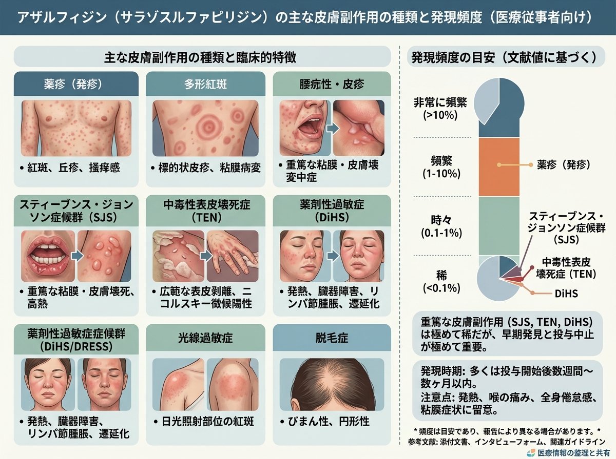 アザルフィジン皮膚副作用の種類と発現頻度
