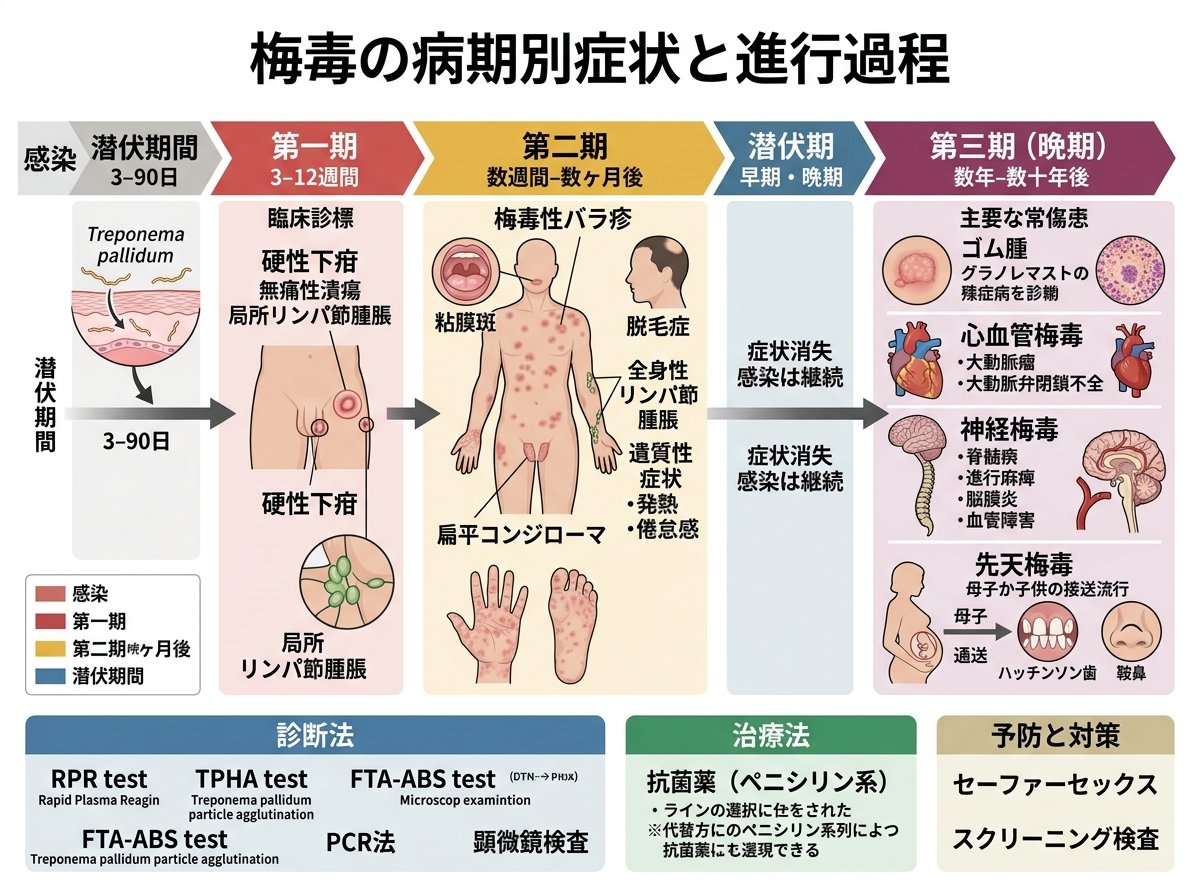 梅毒の病期別症状と進行過程