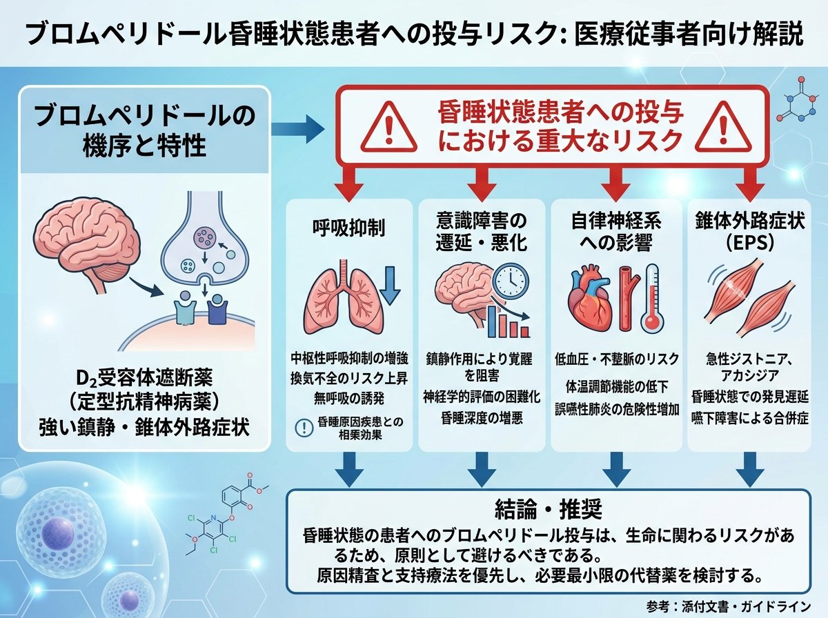 ブロムペリドール昏睡状態患者への投与リスク