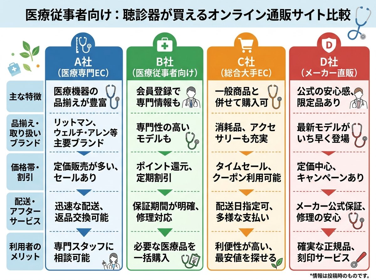 聴診器を買えるオンライン通販サイト比較