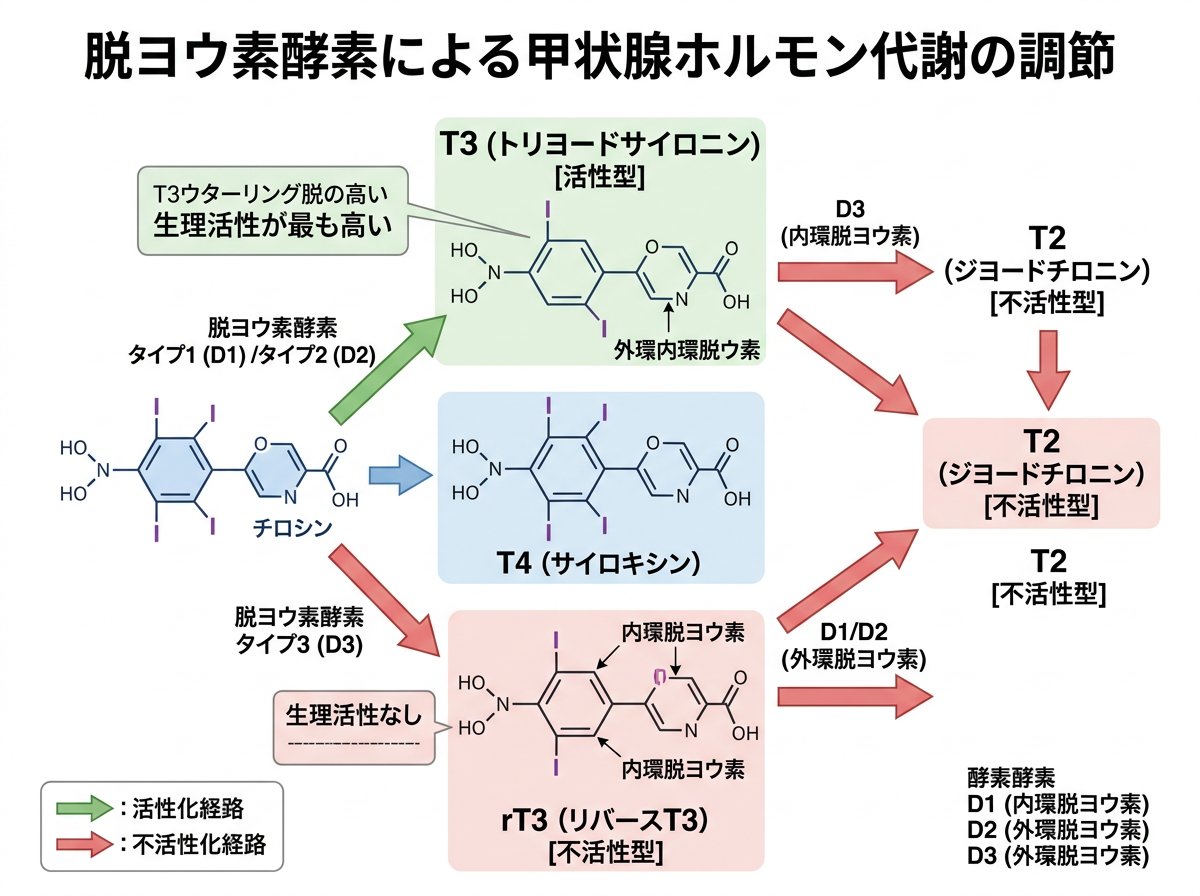脱ヨウ素化による甲状腺ホルモン代謝の調節