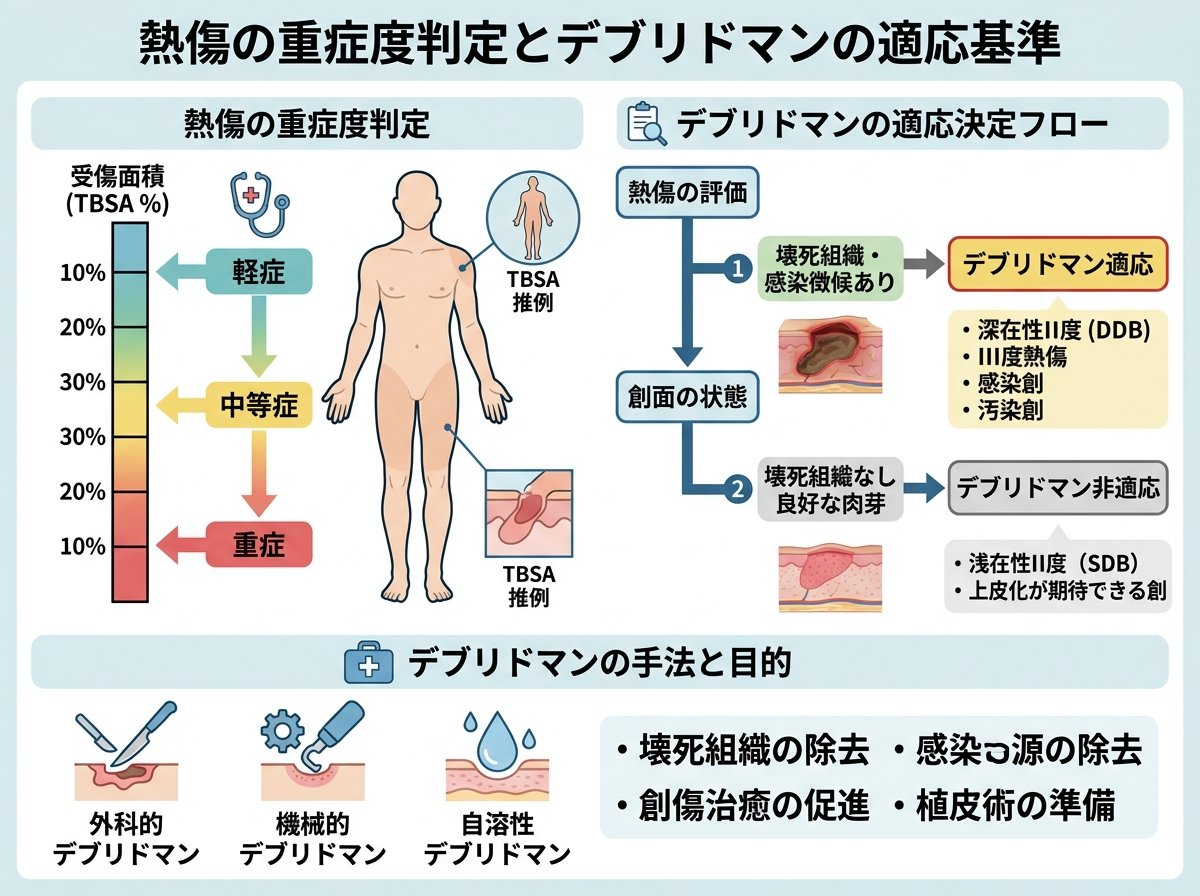 デブリドマン熱傷の適応基準と重症度判定
