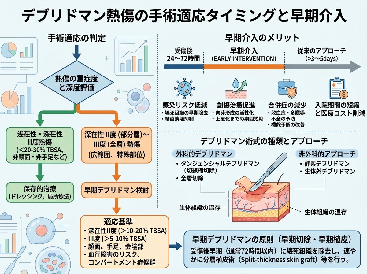 デブリドマン熱傷の手術適応タイミングと早期介入