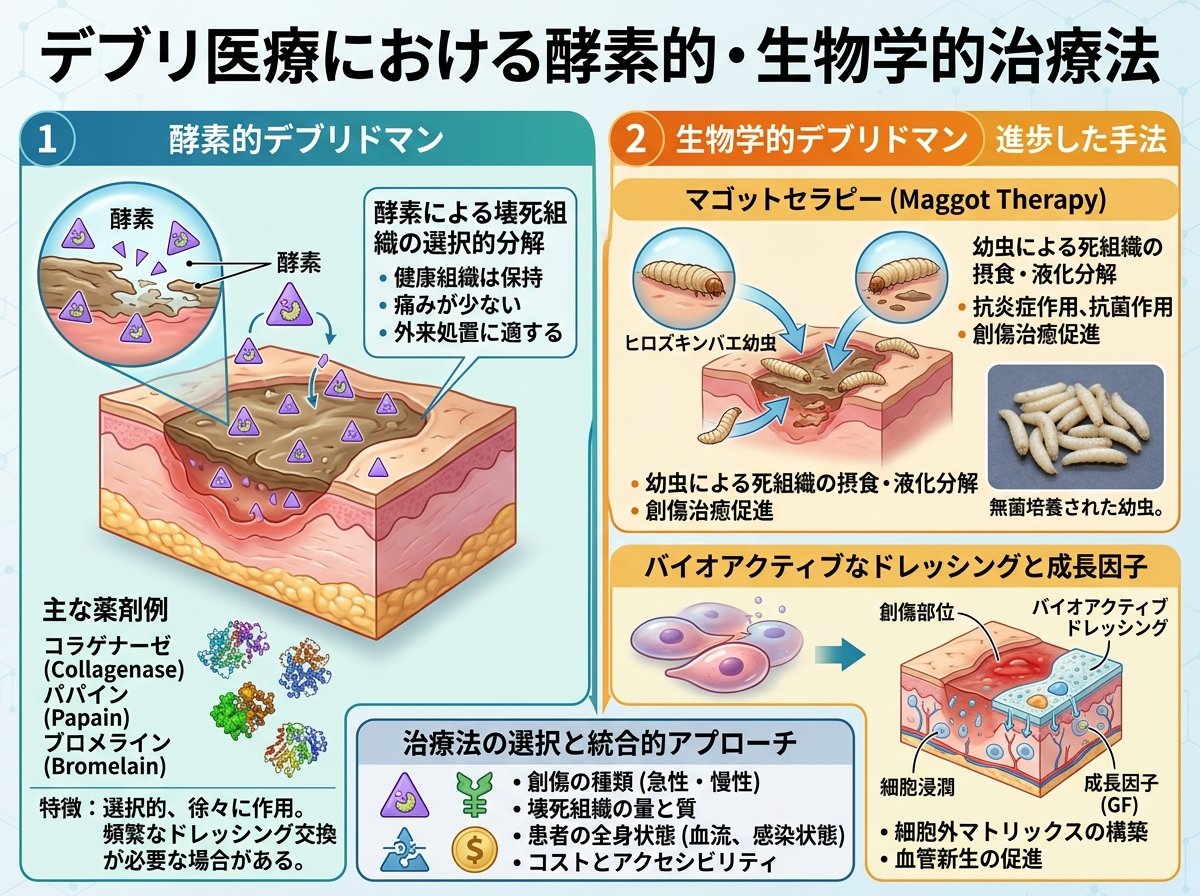 デブリ医療における酵素的・生物学的治療法