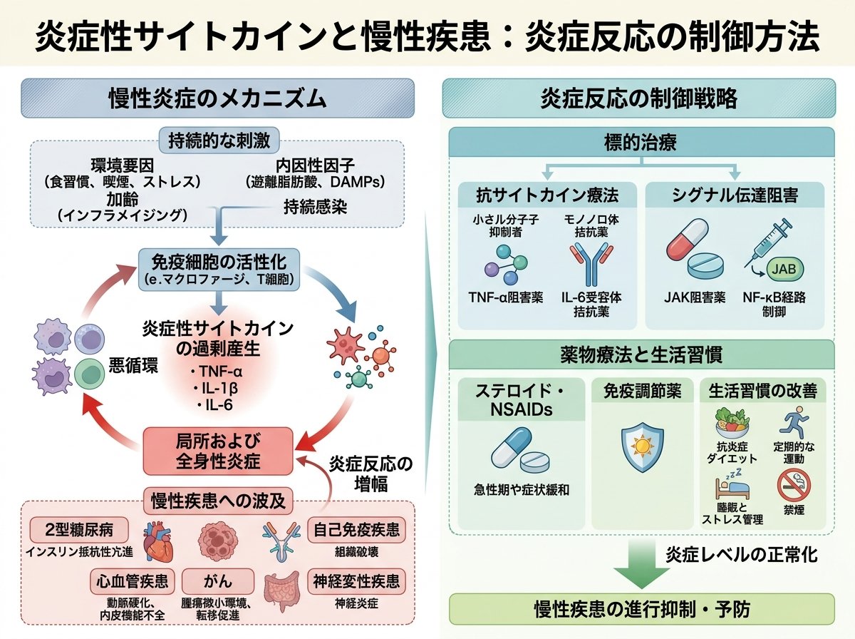 炎症性サイトカインと慢性疾患:炎症反応の制御方法