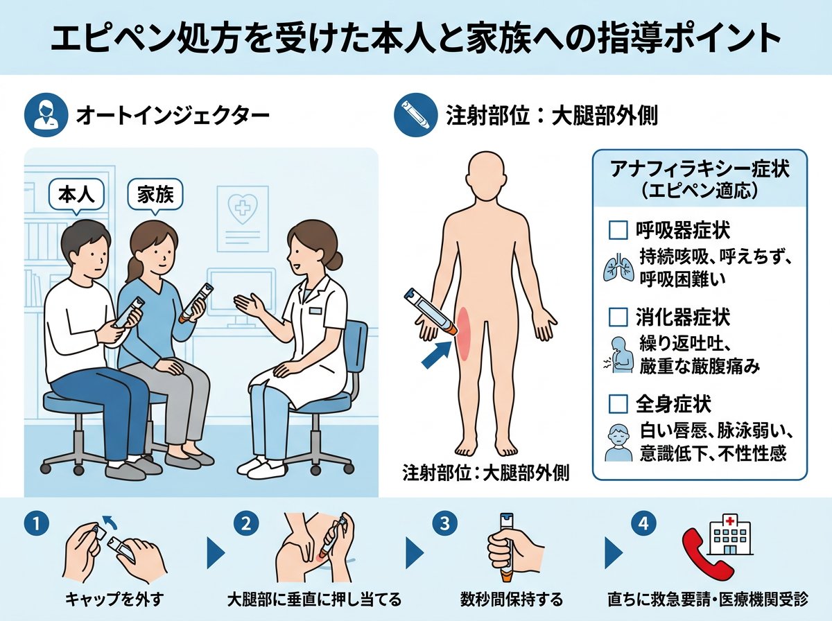 エピペン処方を受けた本人と家族