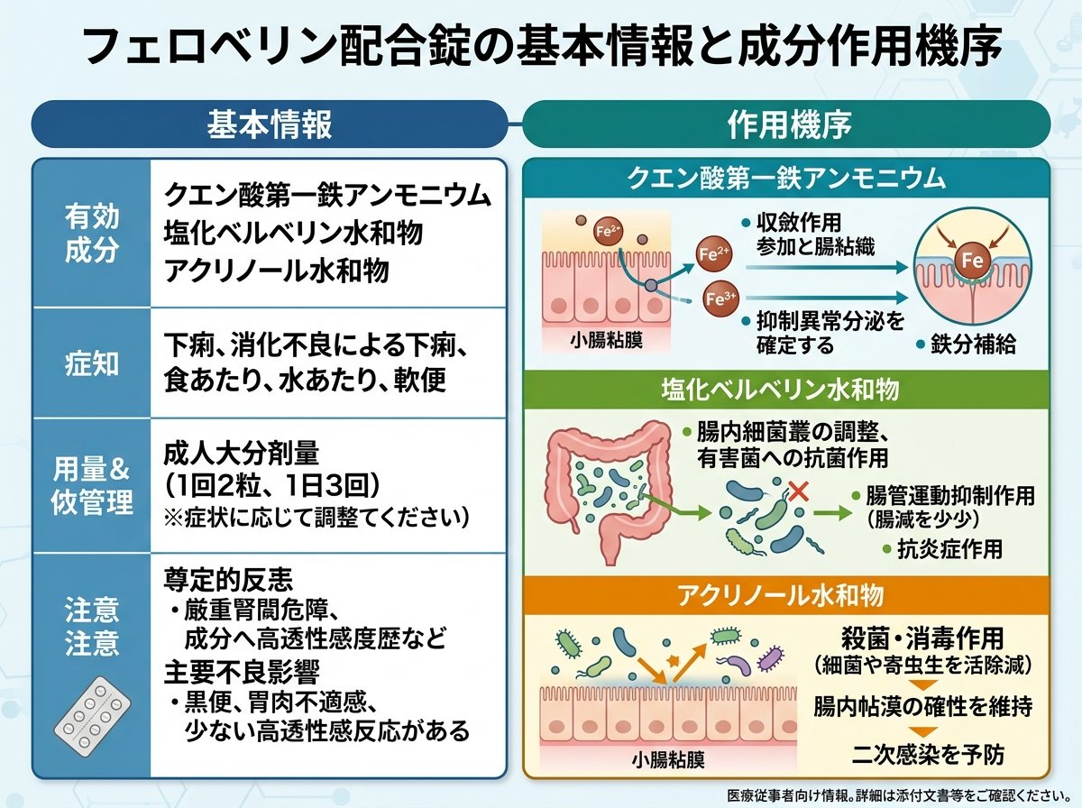 フェロベリン配合錠の基本情報と成分作用機序