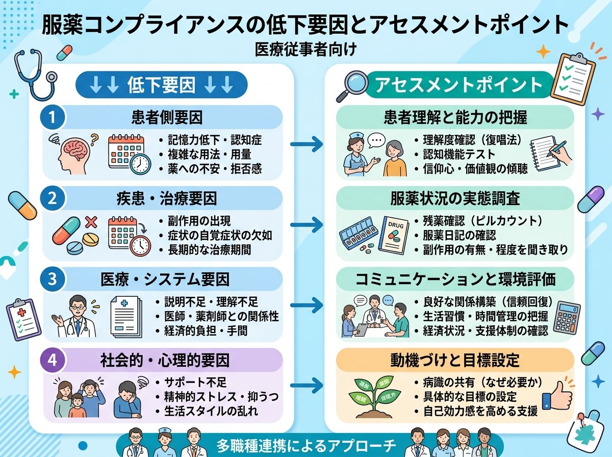 服薬コンプライアンスの低下要因とアセスメントポイント