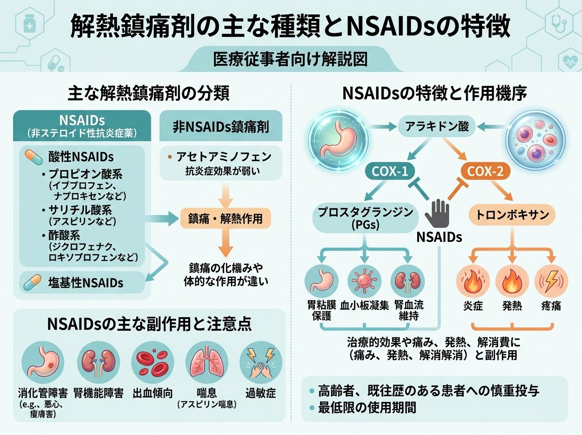 解熱鎮痛剤の主な種類とNSAIDsの特徴