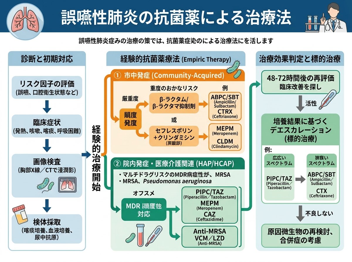 誤嚥性肺炎の抗菌薬による治療法