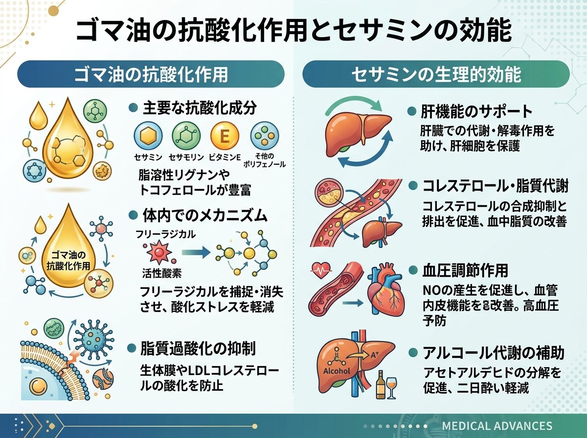 ゴマ油の抗酸化作用とセサミンの効能