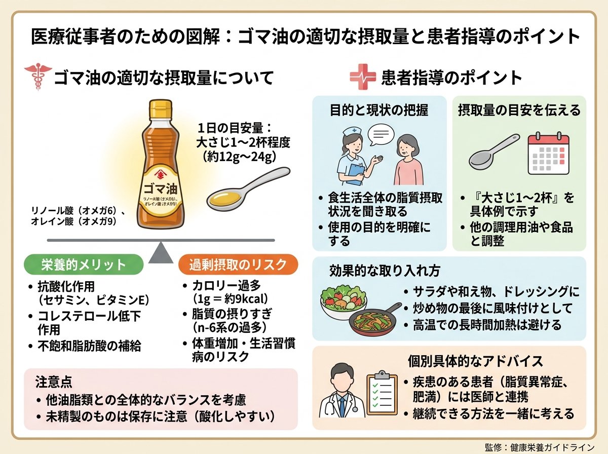 ゴマ油の適切な摂取量と患者指導のポイント