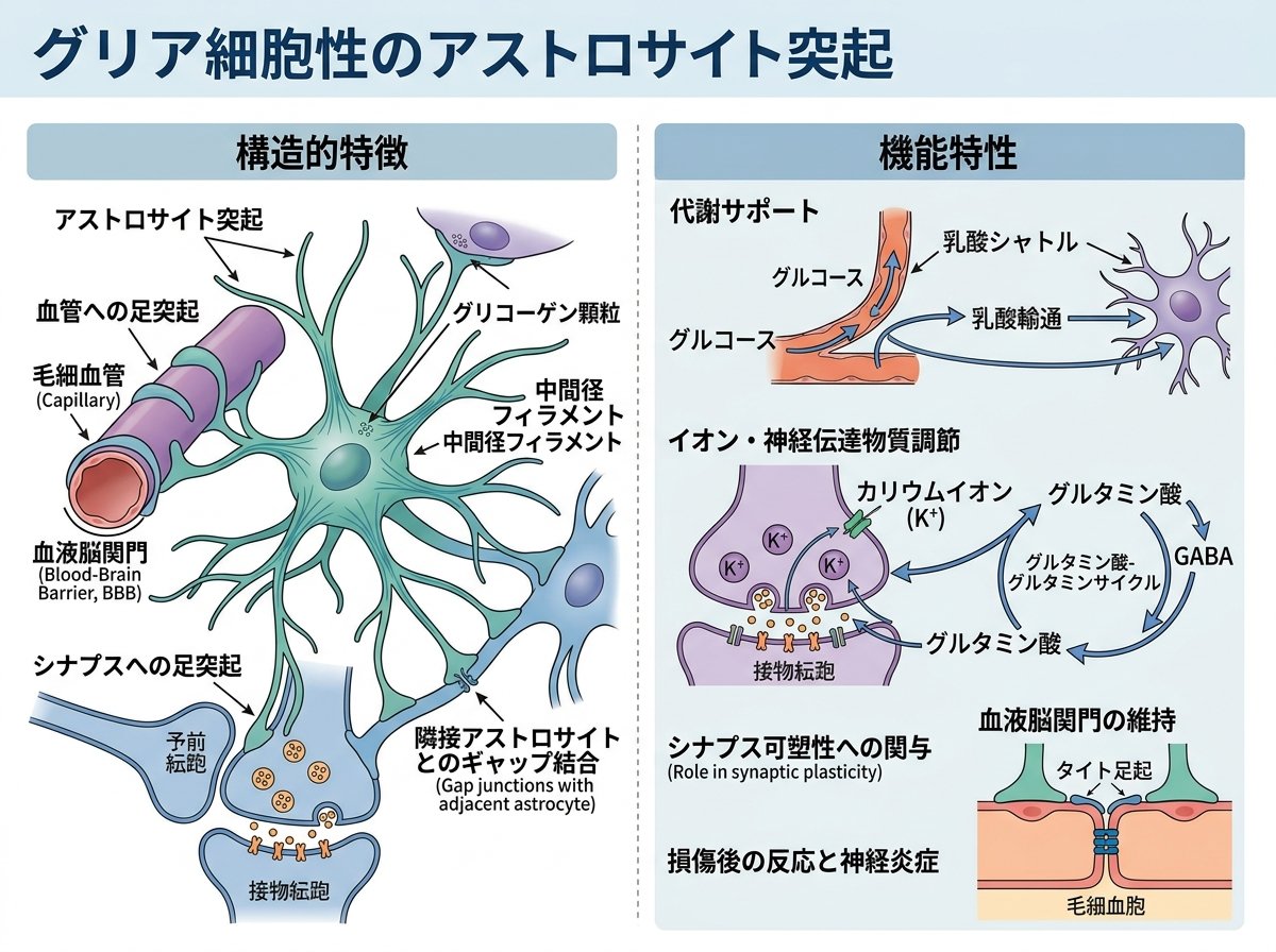 グリア細胞アストロサイトの構造と機能特性
