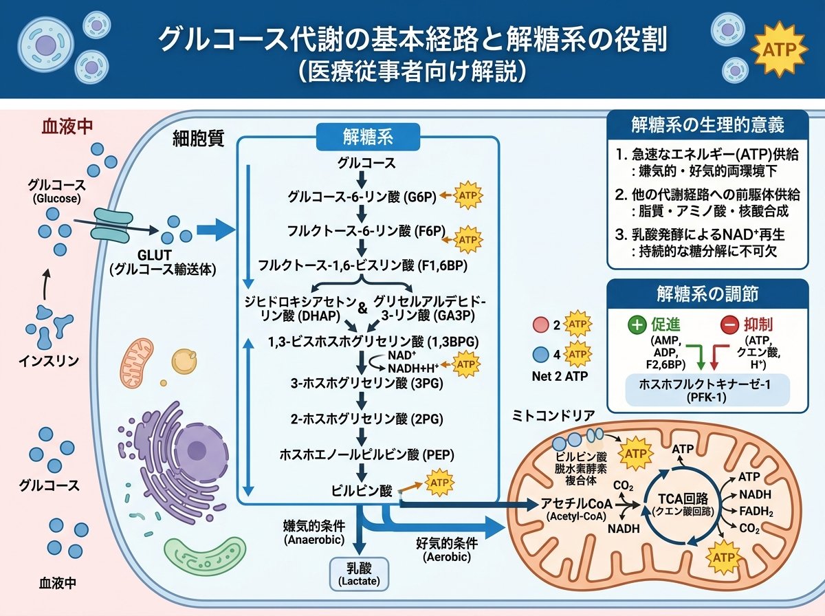 グルコース代謝の基本経路と解糖系の役割