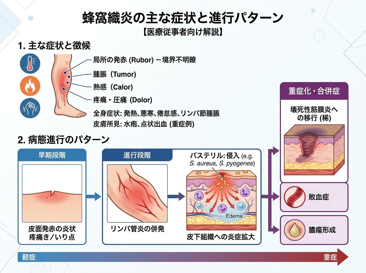 蜂窩織炎の主な症状と進行パターン