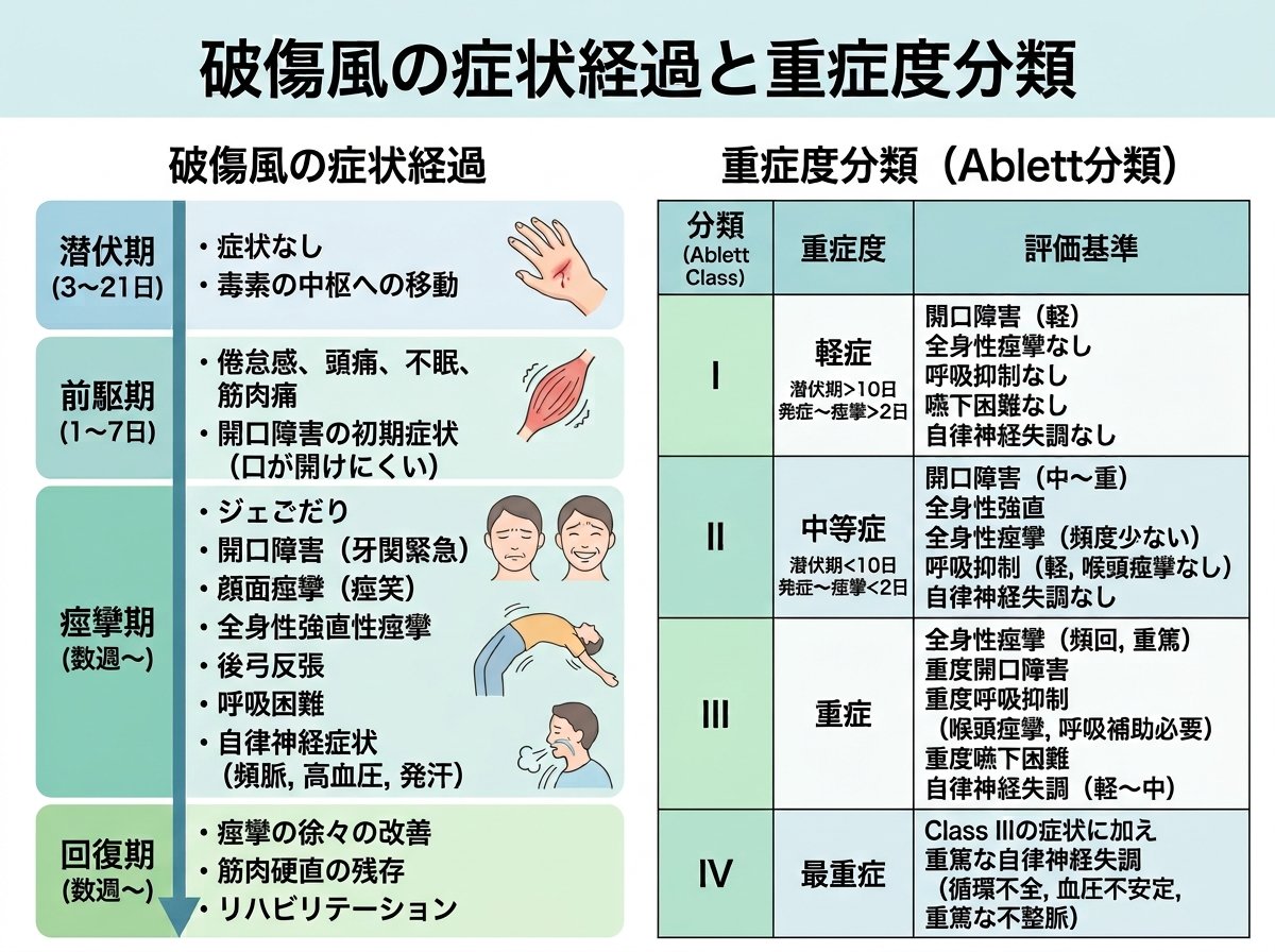 破傷風の症状経過と重症度分類