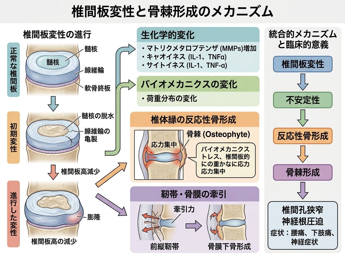 椎間板変性と骨棘形成のメカニズム