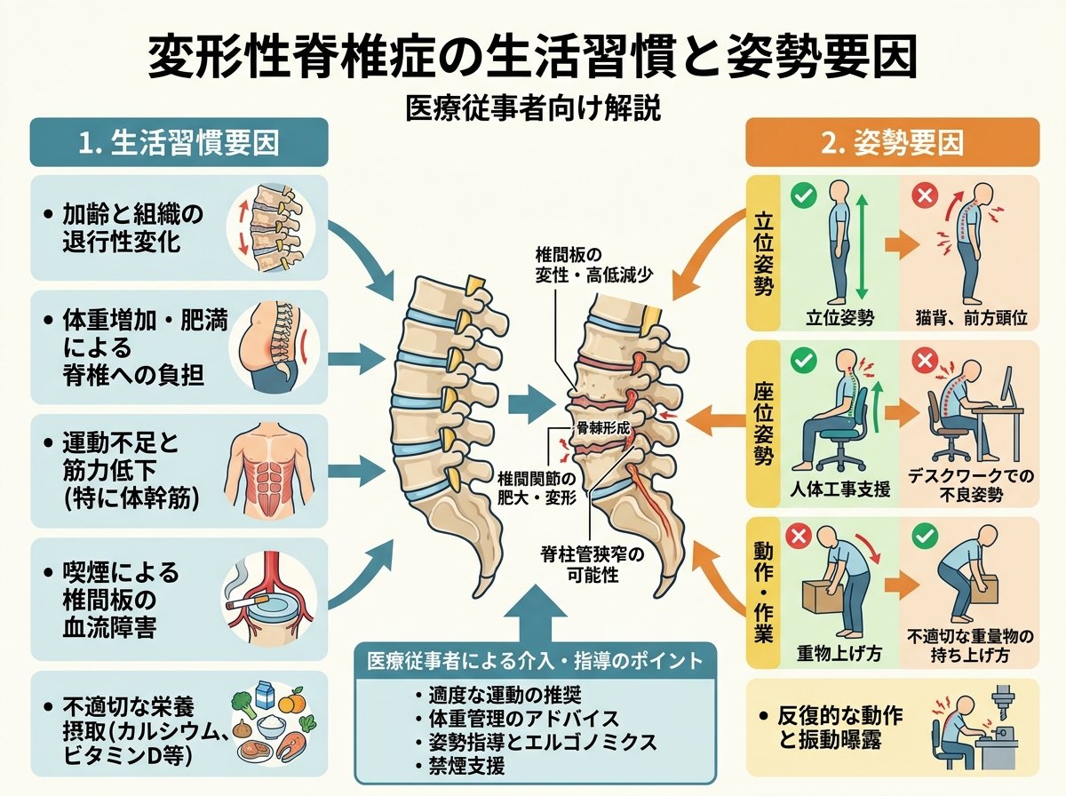 変形性脊椎症の生活習慣と姿勢要因