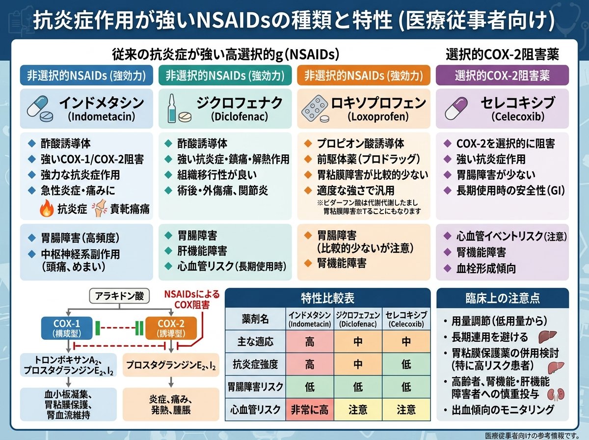 抗炎症作用が強いNSAIDsの種類と特性