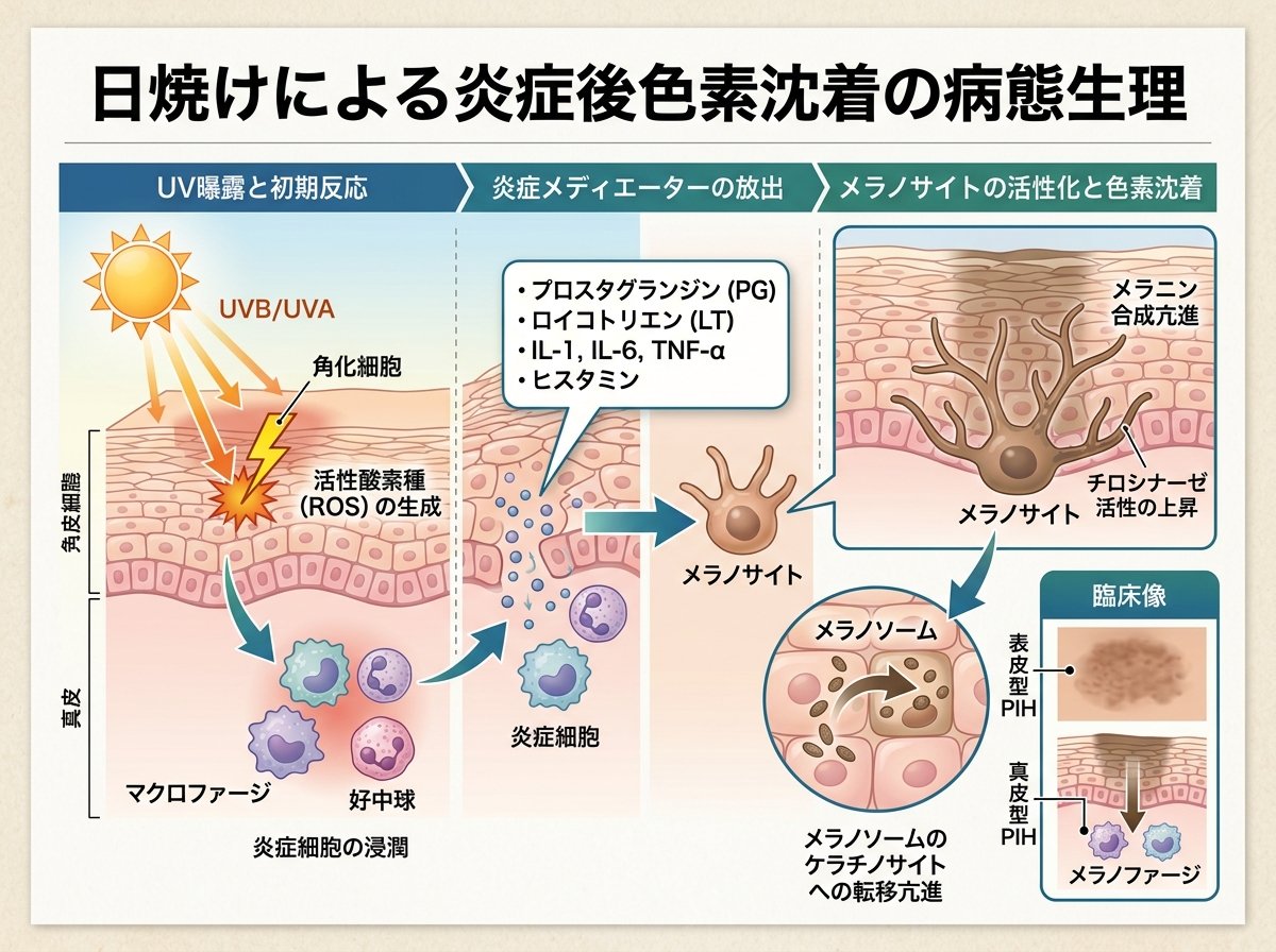 日焼けによる炎症後色素沈着の病態生理