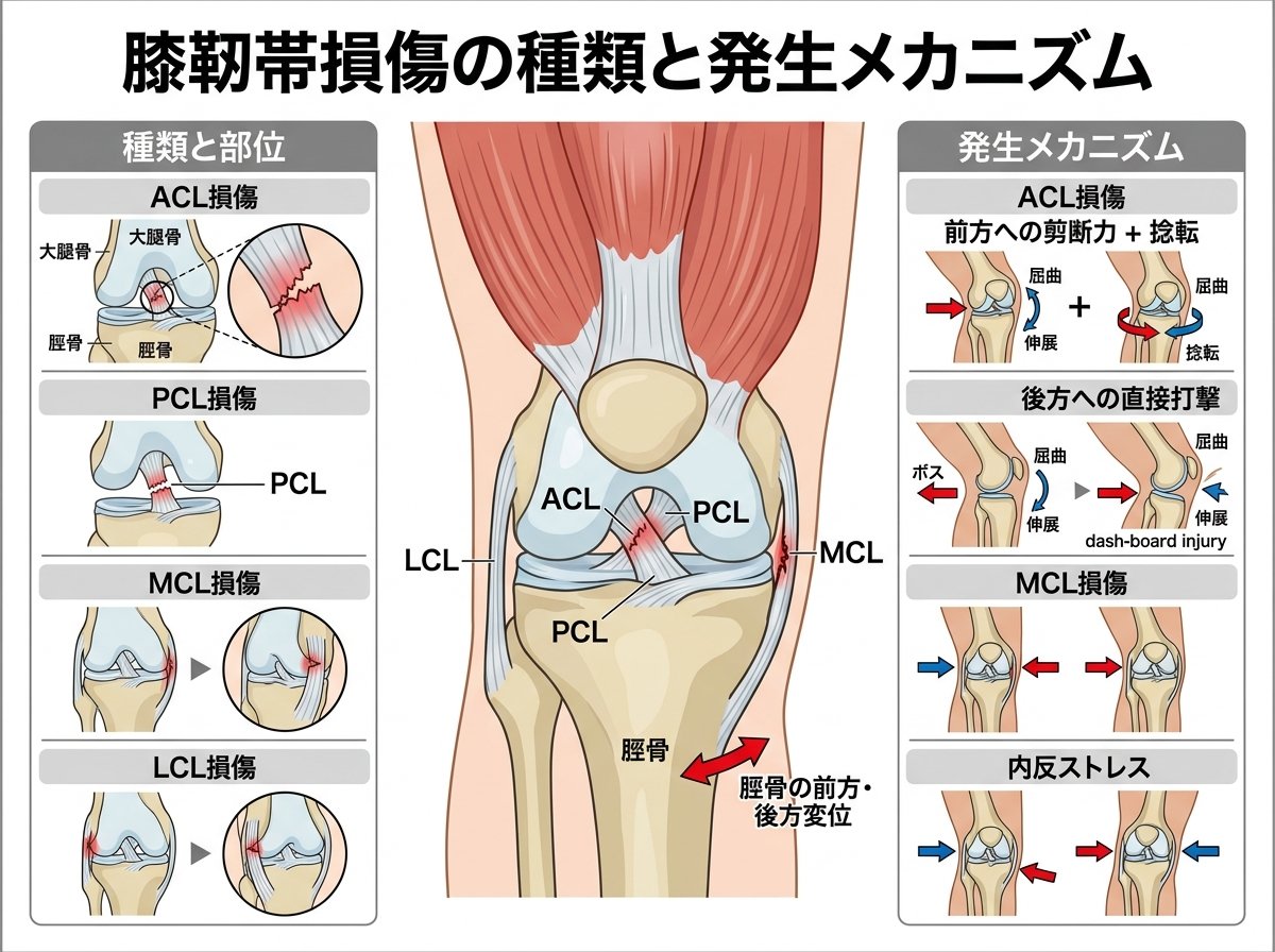 膝靱帯損傷の種類と発生メカニズム