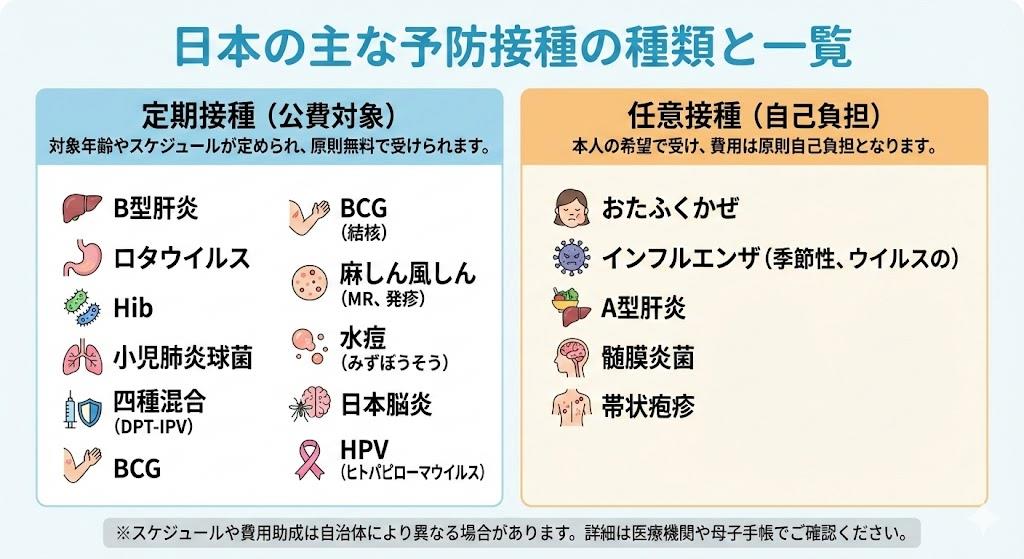 予防接種の種類と一覧