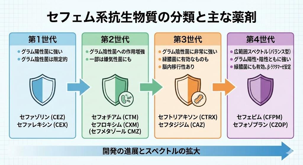セフェム系抗生物質の一覧と分類