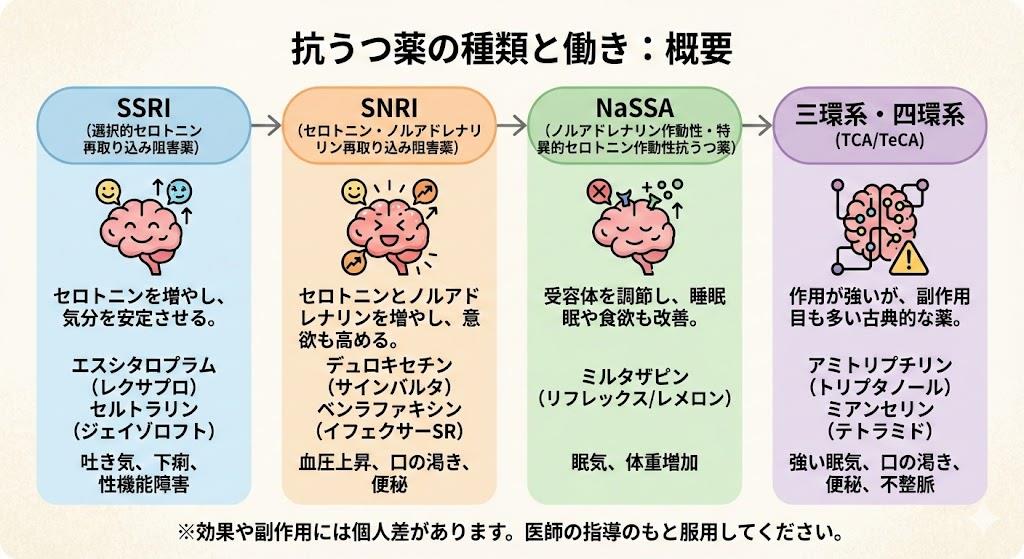 抗うつ薬の種類と一覧