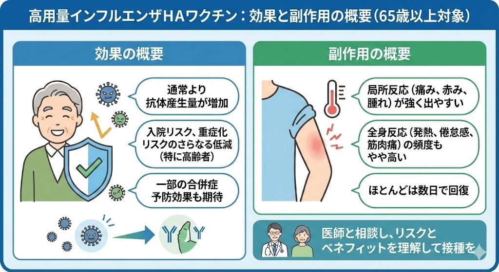 高用量インフルエンザＨＡワクチンの効果と副作用