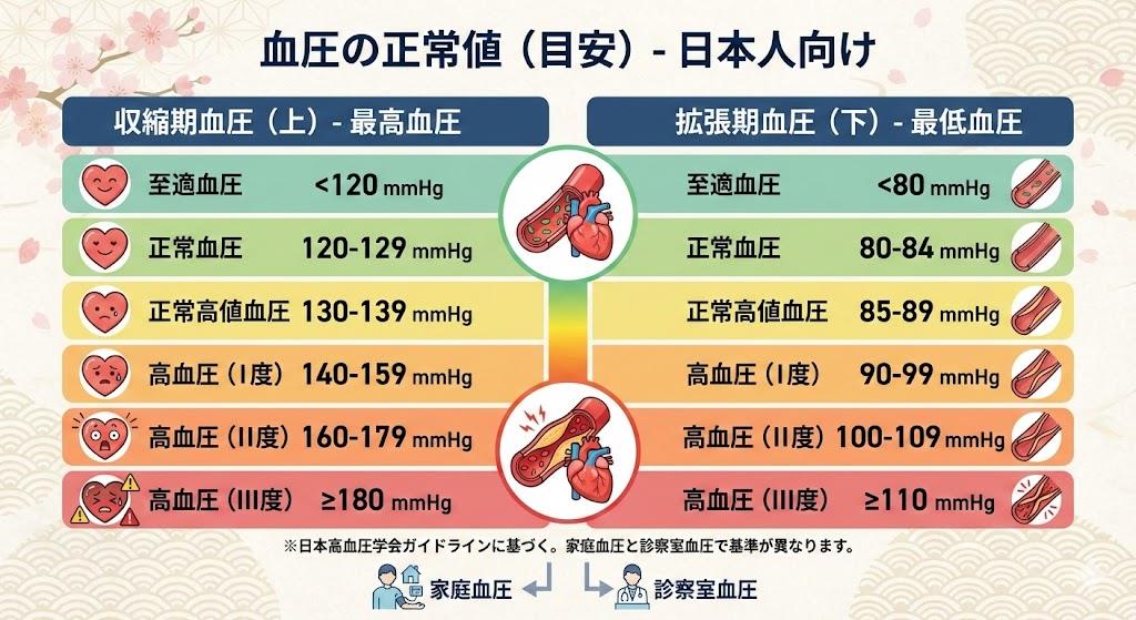 収縮期血圧と拡張期血圧の正常値